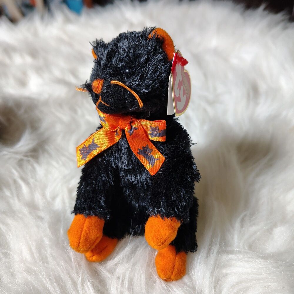 Ty VTG Halloweenie Beanie Blk Cat Fraidy Plush Ornament 4" 2004 Retired w/ Tags